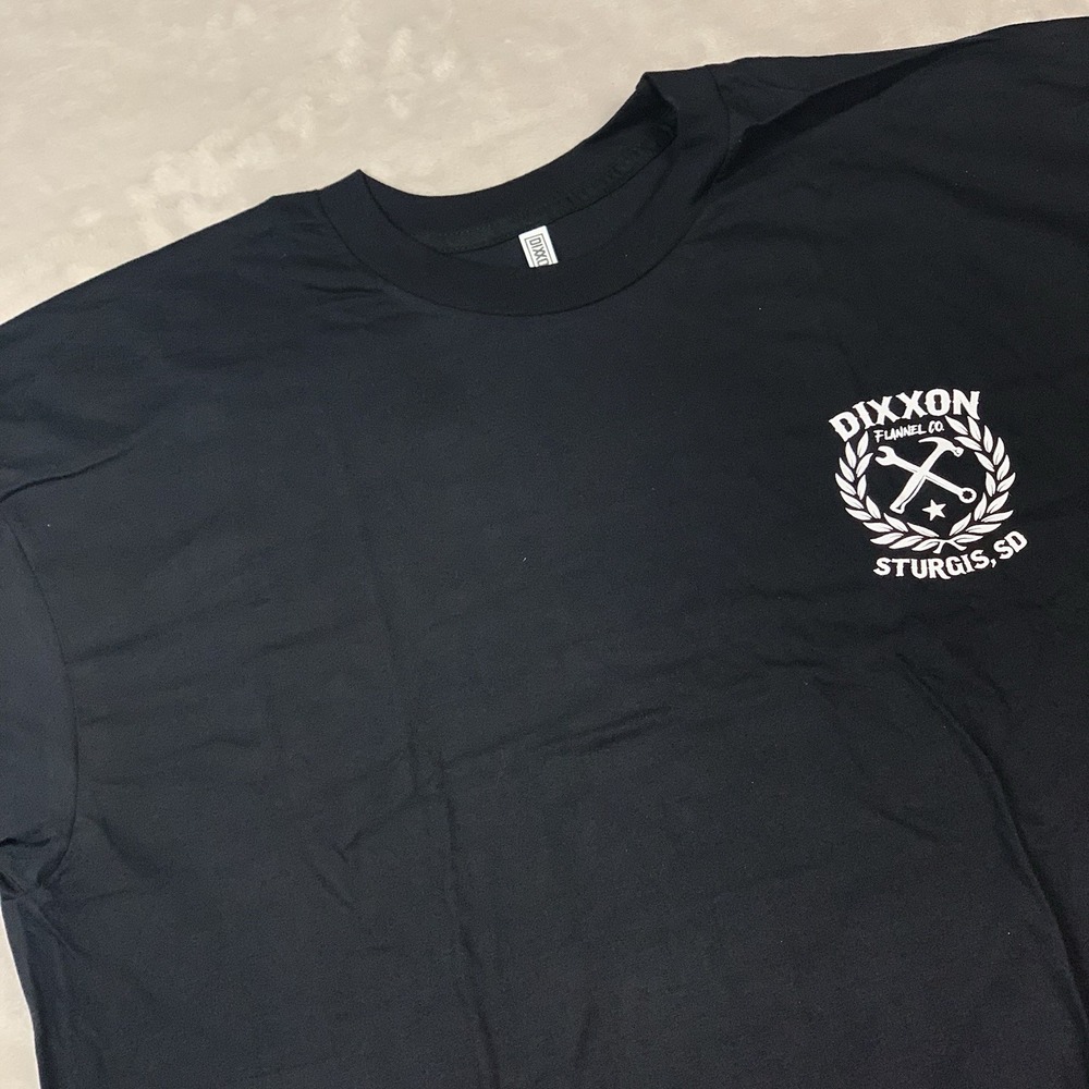 Dixxon Flannel Co Sturgis T Shirt Mens XL Black Short Sleeve White Sketchy Crest
